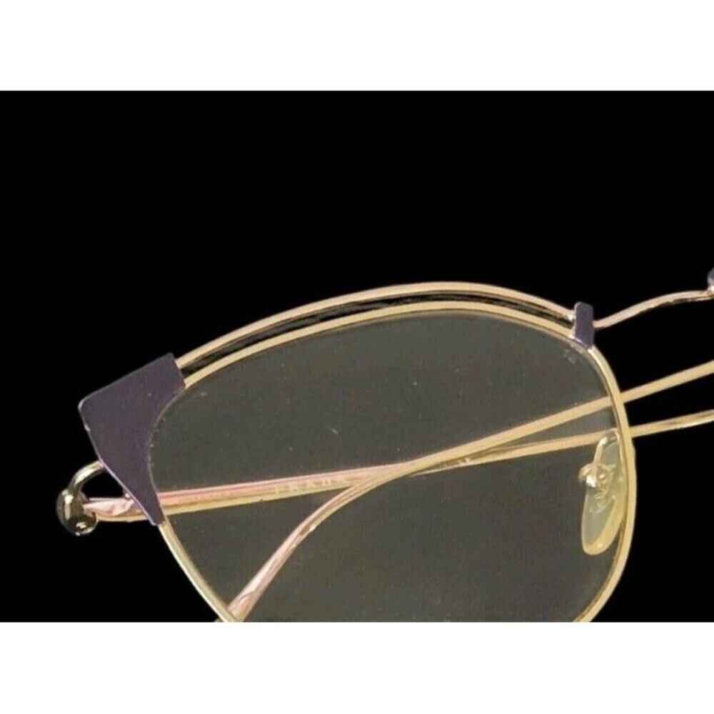 Prada Eyeglasses VPR 62U YC0- 1O1 Shiny Gold Purple Trim 140 53-017 Black Case - Picture 2 of 10